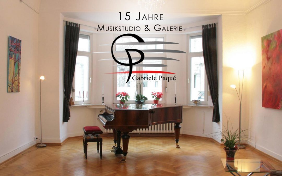 Titelbild zum 15-jährigen Jubiläum des Musikstudios und der Galerie Gabriele Paqué